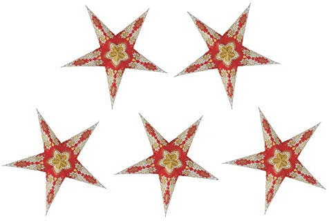 GURU SHOP 5 STK. Papier Ministern Für Lichterkette, 20 cm, Faltbar, 5`er Set - Design 60