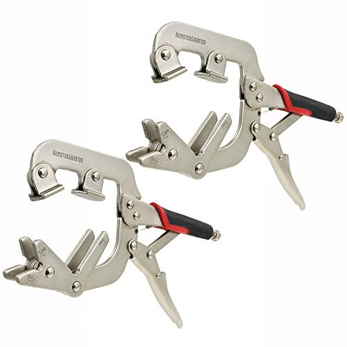 Monster & Master Welding Pipe Plier Clamp, Fast Release, C-Clamp Locking with Large V-Pads, 10-Inch (2-Piece), ATHUS-MM-WLP-S9x2
