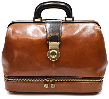 D&D - Nuovo Leder Doktortaschen - D&D0208 - zweifarbig (Miele-Testa di Moro)