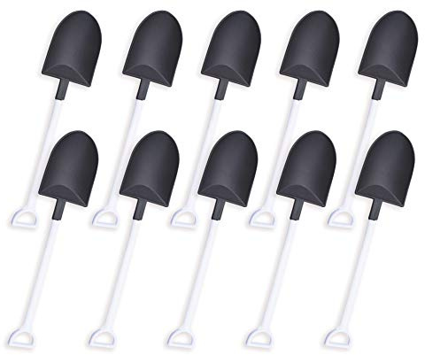 OaaXbbECco Novelty Mini Shovel Shape Spoons Cute Disposable Plastic Dessert Spoons (50 black+white model 2)