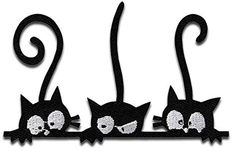 Drei Katzen Tier - Aufnäher, Bügelbild, Aufbügler, Applikationen, Patches, Flicken, zum aufbügeln, Größe: 8,8 x 5,5 cm