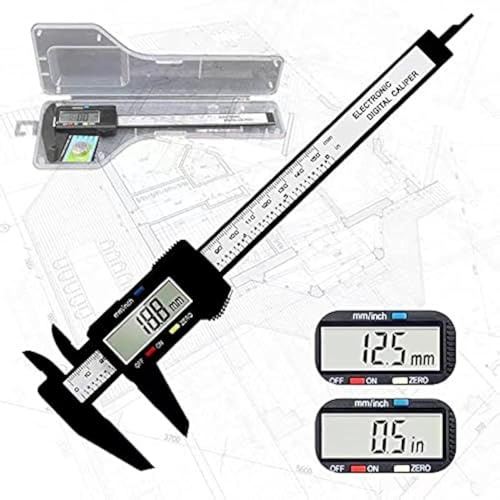 Calibrador digital de plástico, pantalla LCD muestra herramienta de medición de pinza de 06 pulgadas, apagado automático, conversión de pulgadas y milímetros, adecuado para medición de joyas e