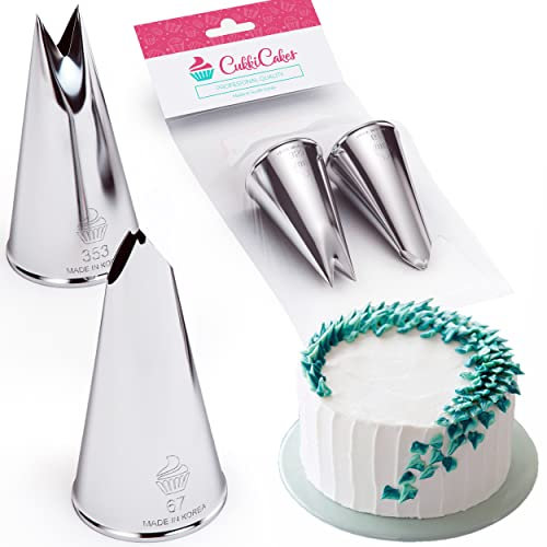Cukkicakes Set di 2 Beccucci per Sac a Poche Professionali per decorare con foglie sulle Torte (352 e 67), Cupcake e Biscotti - Bocchette per Pasticceria prodotte in Corea