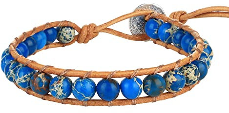 KELITCH Türkis Perlen Armbänder Neu Leder Wickelarmband Damen Charm Armbänder