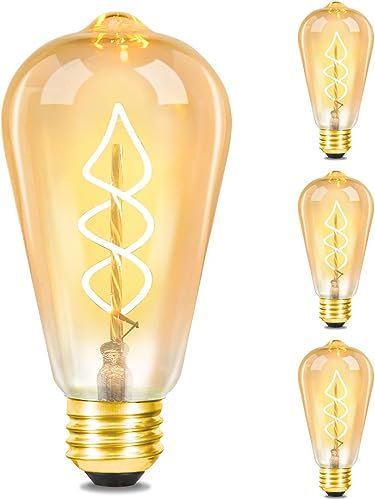 GBLY 3x LED Glühbirne E27 Vintage Lampe - ST64 Retro Warmweiss Glühlampe 4W Filament Leuchtmittel 2200K Edison Birne Dekorative Energiesparlampe Antike Beleuchtung für Restaurant Haus Café
