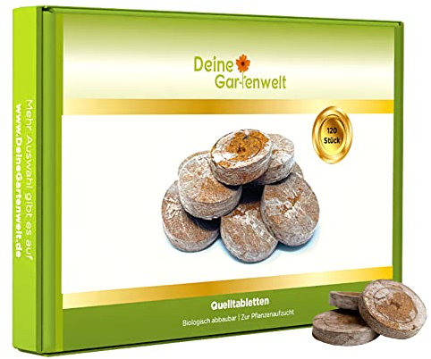 Quelltabletten 120x Kokos-Torf Quelltabs - Anzuchttabs für Stecklinge - ausgewogene Mischung von Weißtorf und Kokosfasern