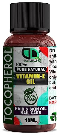 Natural Vitamin E Oil Moisturising and Nourishing Oil For Skin Scars Hair & Face Scalp Nails Moisturising & Hydrating Carrier Oils Vegan Cruelty Free Hexane Free No GMO 10ml Cap