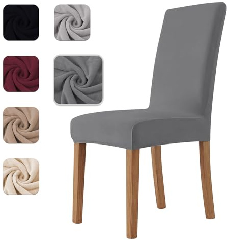 Homebliss Stuhlhussen 4er Set Stretch,Stuhlhussen Schwingstühle Elastisch für Esszimmer- und Küchenstühle, Stuhlbezug Sehr Weich Bequem Kratzfest Dunkelgrau