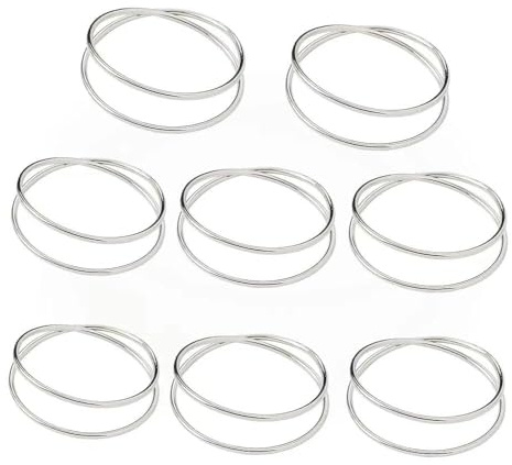 Feyarl Serviettenringe 8er Set Silber Metall Napkin Rings für Hochzeiten, Partys, Dinner und Festliche Anlässe, Tischdekoration