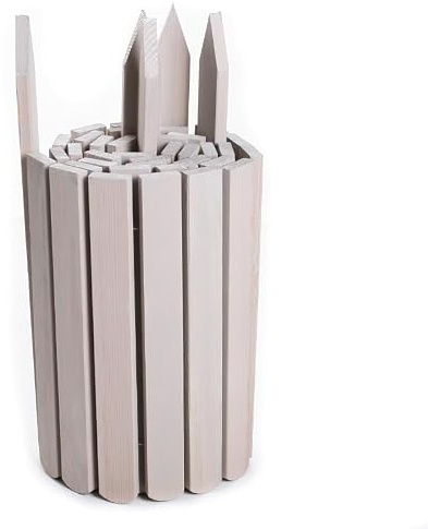 Rollborder Rasenkante Holzzaun Länge 200cm Beeteinfassung Palisade Beetumrandung Gartenzaun Kiefernholz Umzäunung Steck Zaun Höhe - (20 cm, Grau)