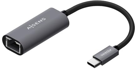 AISENS - A109-0709 - Conversor USB3.1 Gen1 USB-C a Ethernet Gigabit 10/100/1000 Mbps, Gris, 15Cm