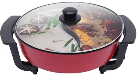 Elektrische Hot Pot 6L Twin Kochtopf 1360W Elektrische Hotpot Yin Yang Hot Pot Wokpfanne MultifunktionalePfanne Elektrisch Schwarz Leicht zu reinigen Schnelle Erwärmung für Familienrestaurant