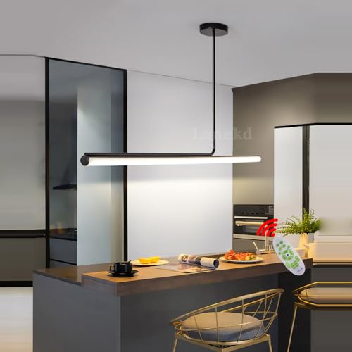 LED Pendelleuchte Moderne Hängeleuchte Dimmbare Pendellampe Linear Design Kronleuchter Esstischlampe Wohnzimmerlampe Höhenverstellbar Hängelampe für Küche Esszimmer Büro Deckenleuchte
