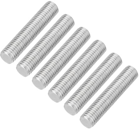 QUARKZMAN 6 Stück Gewindestangen, M12 x 60mm, 304 Edelstahl, Gewindestab mit metrischem Vollgewinde, M12-1.75 Gewindestift für Möbelmontage und Maschinenbau