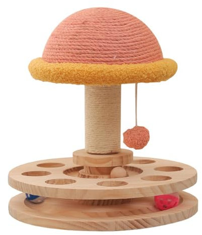 Drehteller aus Massivem Holz, Katzenspielzeug, Sisal-Klauenschleifen und Amüsantes All-in-One-Katzenkratzbrett, Katzenzubehör,C