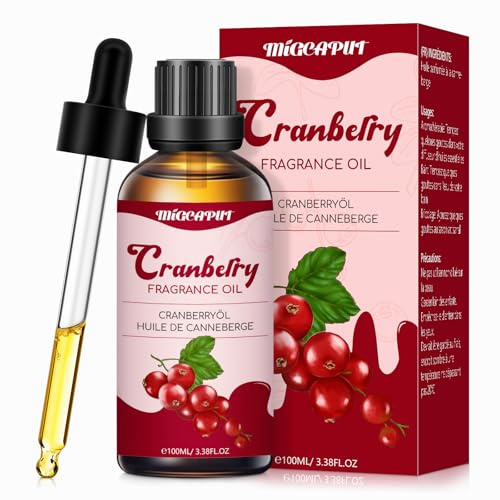 MIGCAPUT Olio Essenziale di Mirtillo Rosso 100ML, Olio Essenziale Profumato Fruttato Premium, Naturale Oli Essenziali di Aromaterapia per Diffusori, Massaggi, Relax, Bagno, Casa Fai da Te