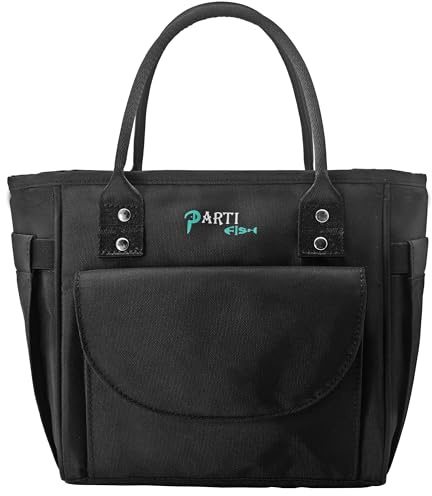 PARTI FISH Bolsa Isotermica Lancheira Térmica para Mujer Hombre - 7,5 L Pequeña Ligero Porta Alimentos, Prueba de Fugas, Gracia Portatil Fiambreras Comida Trabajo Merienda, S, Negro