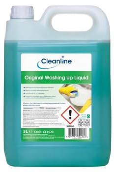 Cleanline Original Washing Up Liquid, 5L, Odourless, Low-Foaming, pH Neutral, For Dishwashing and Hard Surface Cleaning