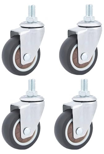 DQRMVV 50mm(2.5) Geräuscharme Lenkrollen Mit Bremse, M6X15|M8X15|M10X15 Gewindestielrollen, Ersatzrollen, Möbelrollen Für Trolleys, Babybetten, 4er Set/Tragkraft 100kg(Size:4 Swivel,Color:M6X15mm)
