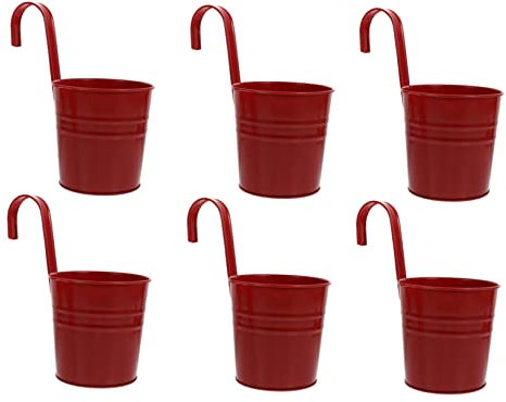 VANZACK 6stücke Hängender Eisen Blumentopf Als Übertopf Für Pflanzen Blumenhalter Korrosionsbeständig Langlebig Für Geländer Balkon Fenster Zaun Drinnen Und Draußen