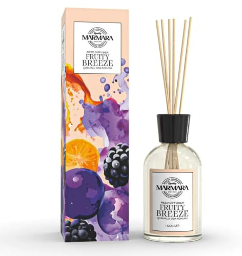 MARMARA - FRUITY BREEZE Raumduft mit Stäbchen 100ml | Raum-erfrischer mit Zitrusfrüchte, grüner Apfel Pfirsich, Wassermelone Vanille Duft Aroma | Diffuser mit Stäbchen | Lufterfrischer Wohnung