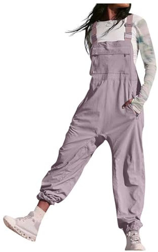 Overall Ärmelloser Latzhosen Schwarz Damen, Arbeitslatzhose Lose |Elegant Oversize Jumpsuit mit Große Taschen und Träger Schlupfhose Frauen Baggy Hosen Mädchen