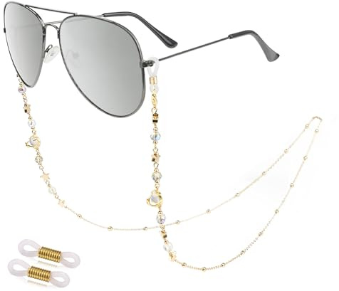 EegantCho Modische Brillenkette der Frauen, Sonnenbrille Anti Verlust, Lesebrille Rahmen, vergoldeter Farbschutz, exquisite Geschenkbox Verpackung