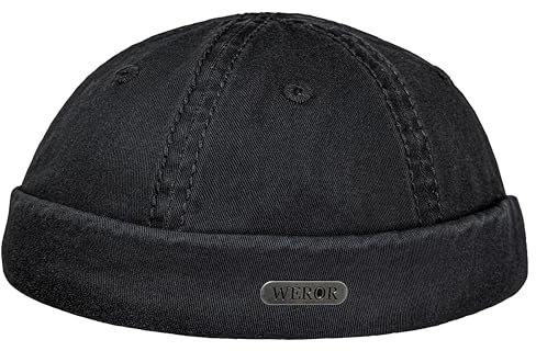 WEROR Dockercap Herren – Mütze Docker Cap Seemannsmütze Dockermütze - Fischermütze aus Baumwolle – WEROR-441.1 (Einheitsgröße, Schwarz)