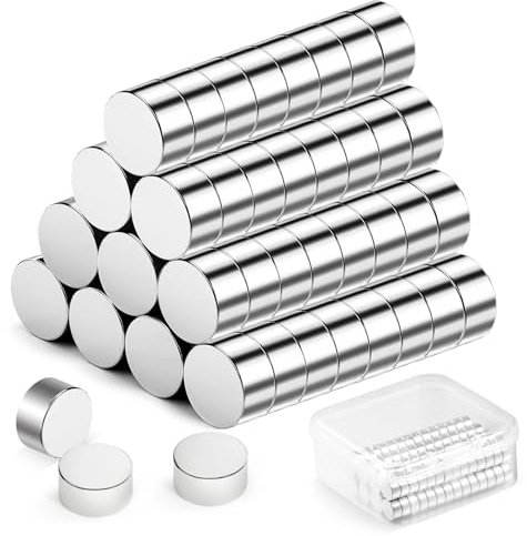 Oderra 60 stycken minimagneter runda, små, 6 x 3 mm, neodym, kylskåpsmagneter för pyssel, magneter, starkt grepp för whiteboard, anslagstavlor, magnettavla, dörr, kort, skärm