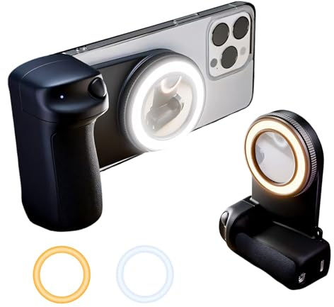 Magnetic Selfie Ring Light, Rechargeable LED Fill Light with a Mirror for iPhone, Wireless Bluetooth Remote Control for Video Vlog Photo Shooting Acccessory Compatible with Magsafe
