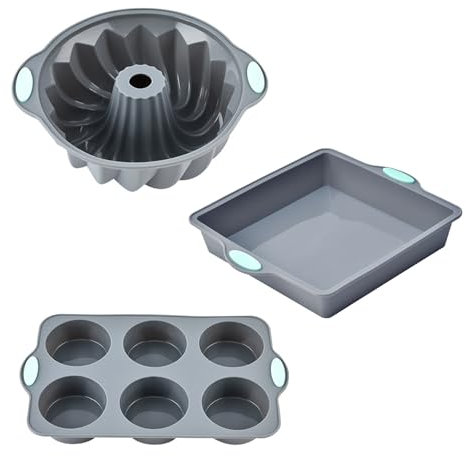 Tilizan 3 Piezas Molde de Silicona para Horno, Molde de Silicona para Tartas, Moldes Antiadherentes para Horno de Cocina, para Hornear Pan, Pasteles y Otros Postres