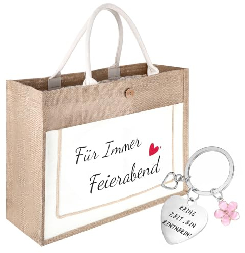 Qiimenguer Ruhestand Geschenk, Rentner Geschenk Frau, Rentner Jutetasche, Geschenke für Renteneintritt für ein Abschiedsgeschenk für eine Kollegin