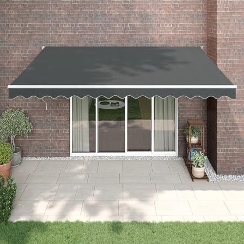 IKAYAA Elektrische Gelenkarmmarkise 5 x 3 m Markise Sonnenmarkise Sonnenschutz, Terrassenmarkise, Klemmmarkise, Anthrazit