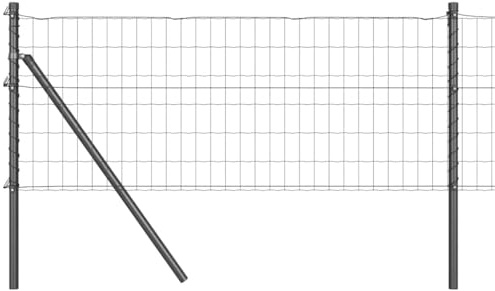 vidaXL Stängsel med stolpe Grå 0,6 x 50 m Stål och PVC, Trädgårds- och terrassstaket, moderna utomhuspaneler, hållbart skydd, stiligt avskildhet, praktisk set