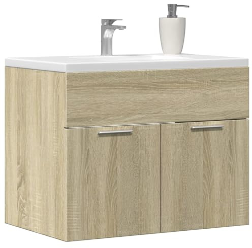 Lauuoeriau Mueble para fregadero de hogar y jardín, roble Sonoma, 60 x 38,5 x 46 cm, madera de ingeniería