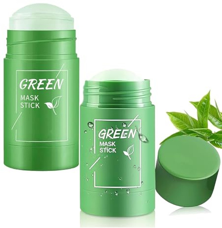2 Pièce Green Tea Mask Stick, Green Masque Stick,bâton de masque au thé vert,Masque Nettoyant,Dissolvant les Points Noirs, Masque au thé vert en stick Pour tous les types de peau femmes hommes
