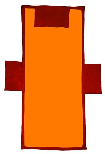 SONIT - Telo Mare Arancione per Lettino con Tasche e Elastici 70x180 cm, Copri Lettino Spiaggia in Microfibra con Cuscino Gonfiabile Integrato, Angoli e Tasche Laterali, Ideale per Spiaggia e Piscina