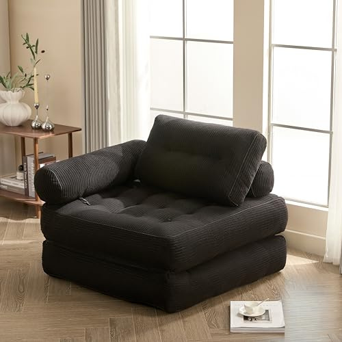 Litbird Sillón Cama Individual Plegable con Respaldo y Espuma viscoelástica, sofá de Suelo Tipo futón Convertible en colchón, Ideal para salón, Dormitorio u Oficina
