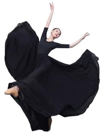 XUCZHAI Gonna Lunga Elegante da Ballo Classica da Donna, Gonna a Ruota Grande da 720 Gradi, Gonna in Filato for Ballerine professioniste Moderne(Black,360D 85cm 153-158CM)