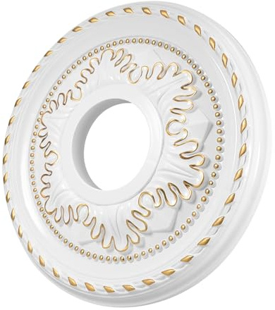 IWOWHERO Medaglione Tondo per Lampada da Soffitto Resistente Decorazione Vintage Elegante Facile da Installare Rosone Decorativo per Lampadari Bagno e Luci