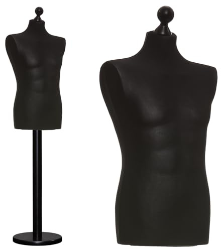 DummyDoll Schneiderpuppe männlich Größe 50/52, Überzug schwarz, Fuß Holzteller + Holzknauf schwarz
