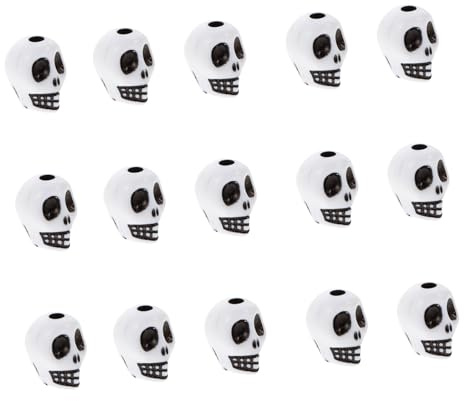 WEKAMOS 100 Stück Weiße Acryl Schädelperlen Schädelform Bastelperlen für DIY Schmuckherstellung Halloween Dekorationsperlen zum Auffädeln für Makramee und Armbänder