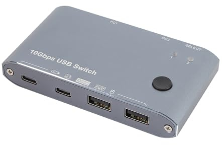 Annadue Switch USB 3.2 per 2 Computer, 4 Porta USB C e un Hub con Trasferimento di Dati da 10 Gbps, Switcher Remoto per PC, Laptop, Tastiera, Mouse, Stampante