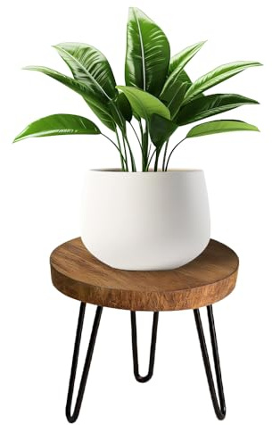 SGZIOO Blumenständer Holz, 25 x 17 cm, Rund Pflanzenständer Holz, Pflanzenhocker mit 3 Beinen, Blumenhocker, Blumentreppen, Einzelner Blumentopfständer für Haus Garten Innen Außen Dekoration