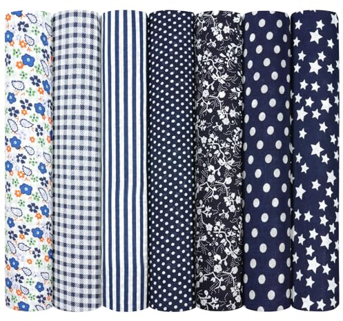 AOOSA 7 Stück Baumwollstoff 50 x 50 cm, 100% Baumwolle Quadrate Patchwork | Vorgeschnittene Stoffpakete Patchwork mit Blumenmuster zum Quilten, Nähen, DIY Basteln, Puppenkleidung