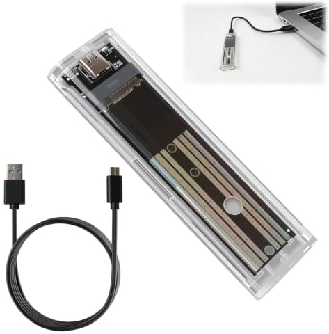 Carcasa SSD M.2 SATA USB-C, Adaptador Externo para Discos SSD M.2 NGFF B-Key y B+M Key en formatos 2230/2242/2260/2280, USB 3.0 con velocidades hasta 5 Gbps, diseño Compacto y portátil