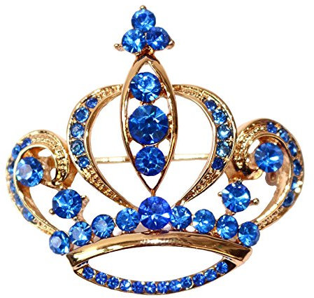 Navachi Brosche mit 18 Karat vergoldetem Kristall in Kronenform, Kristall, Kristall