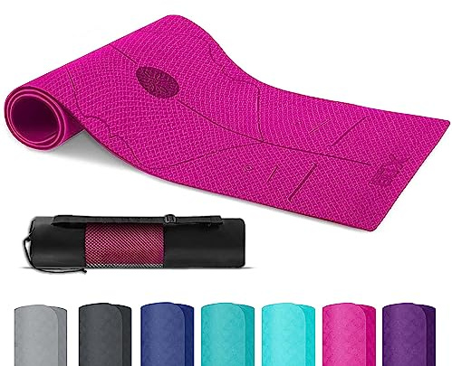 XN8 TPE Yoga Mat Thick Non Slip Eco Friendly Dual Layered Exercise Mat for Yoga Gym Pilates Workout Exercises Pilates Aerobic Planks with Carrying Strap