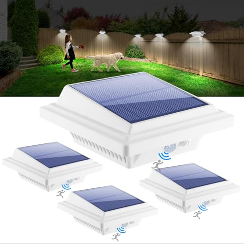 KEENZO LED Dachrinnenlampe,25 LEDs Solar Dachrinnenleuchte mit Bewegungsmelder für Außen, 2W, PIR-Sensor, Weiße,Kaltweißes Licht,4er-Set