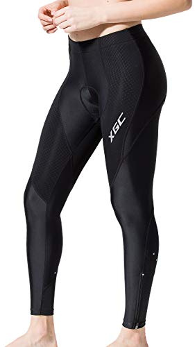 Damen Lange Radlerhose Fahrradhose Radhose Radsportshorts für Frauen Elastische Atmungsaktive 4D Schwamm Sitzpolster mit Einer Hohen Dichte (Black, XXL)